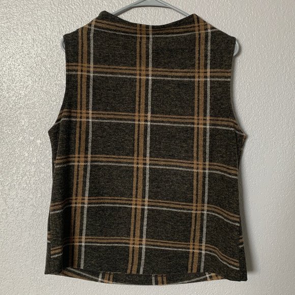 EUC, Renee C. Women's Lg Brown Plaid Pullover, Made In USA, Poly-Spandex, Soft. - Picture 4 of 7